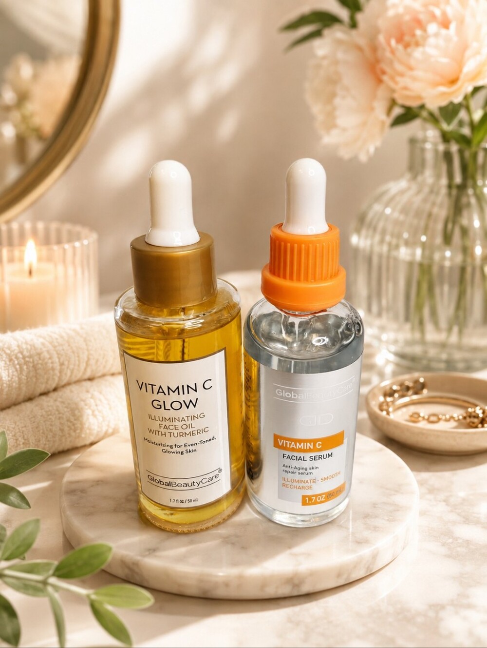 🍊VITAMIN C GLOW LUMINATING FACE OIL W/TUMERIC & VITAMIN C ANTI-AGING SERUM